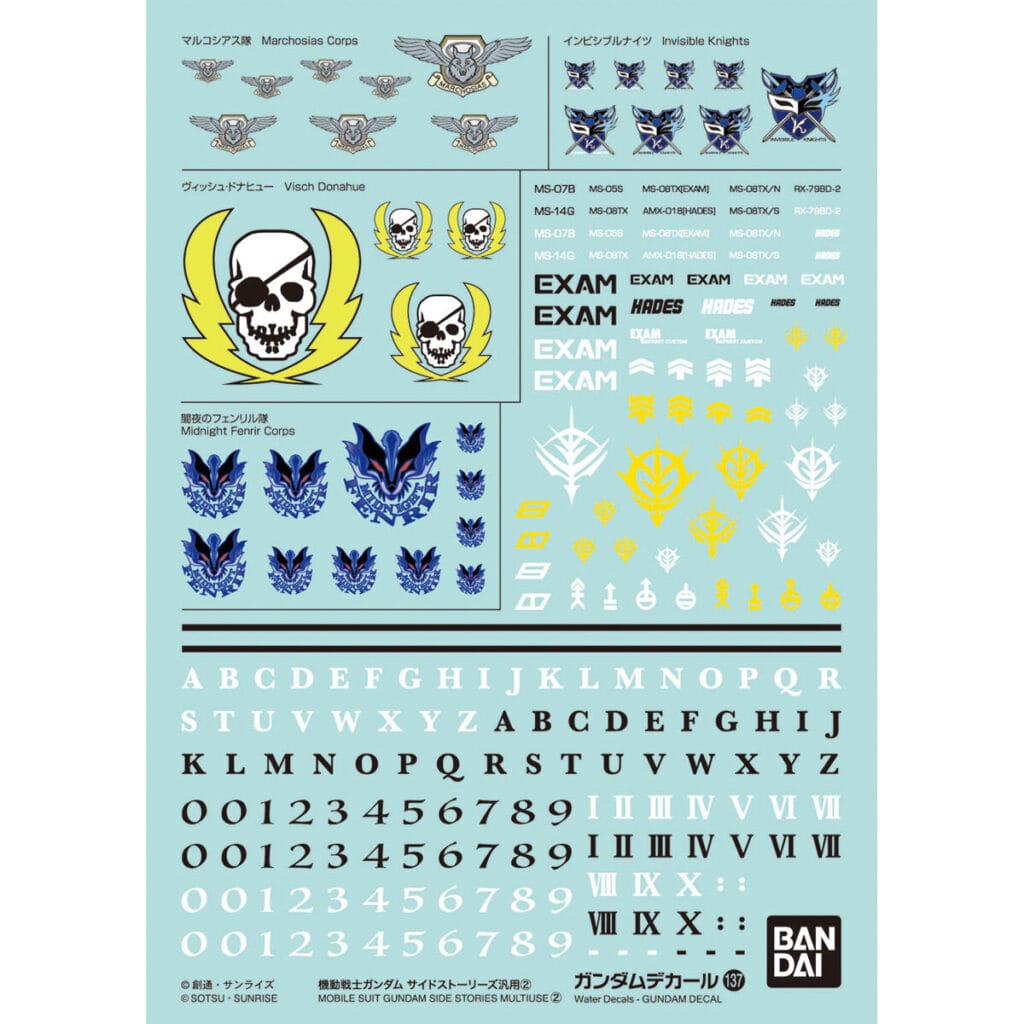 Gundam Decal #137 Mobile Suit Gundam Side Stories General Purpose 2 - Image 1