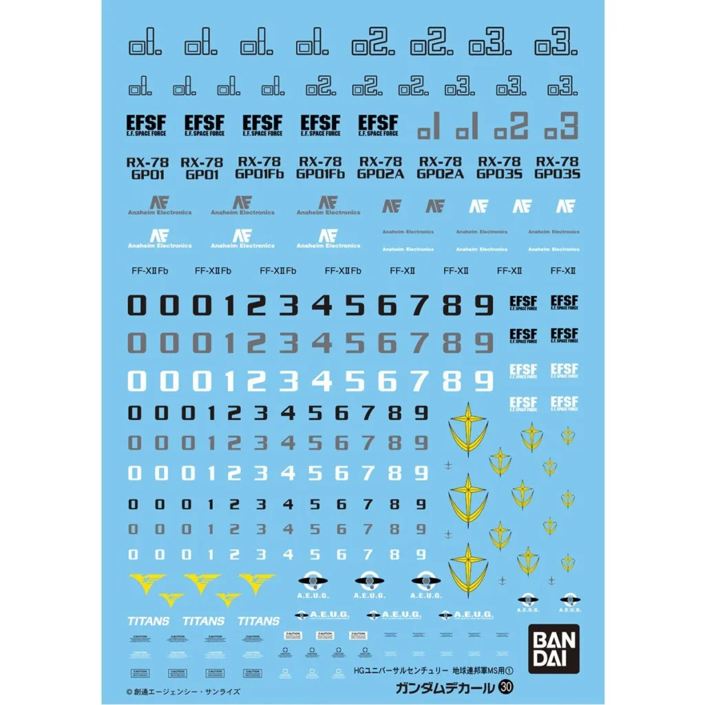 Gundam Decal #030 HGUC Multiuse - Earth Federation 1