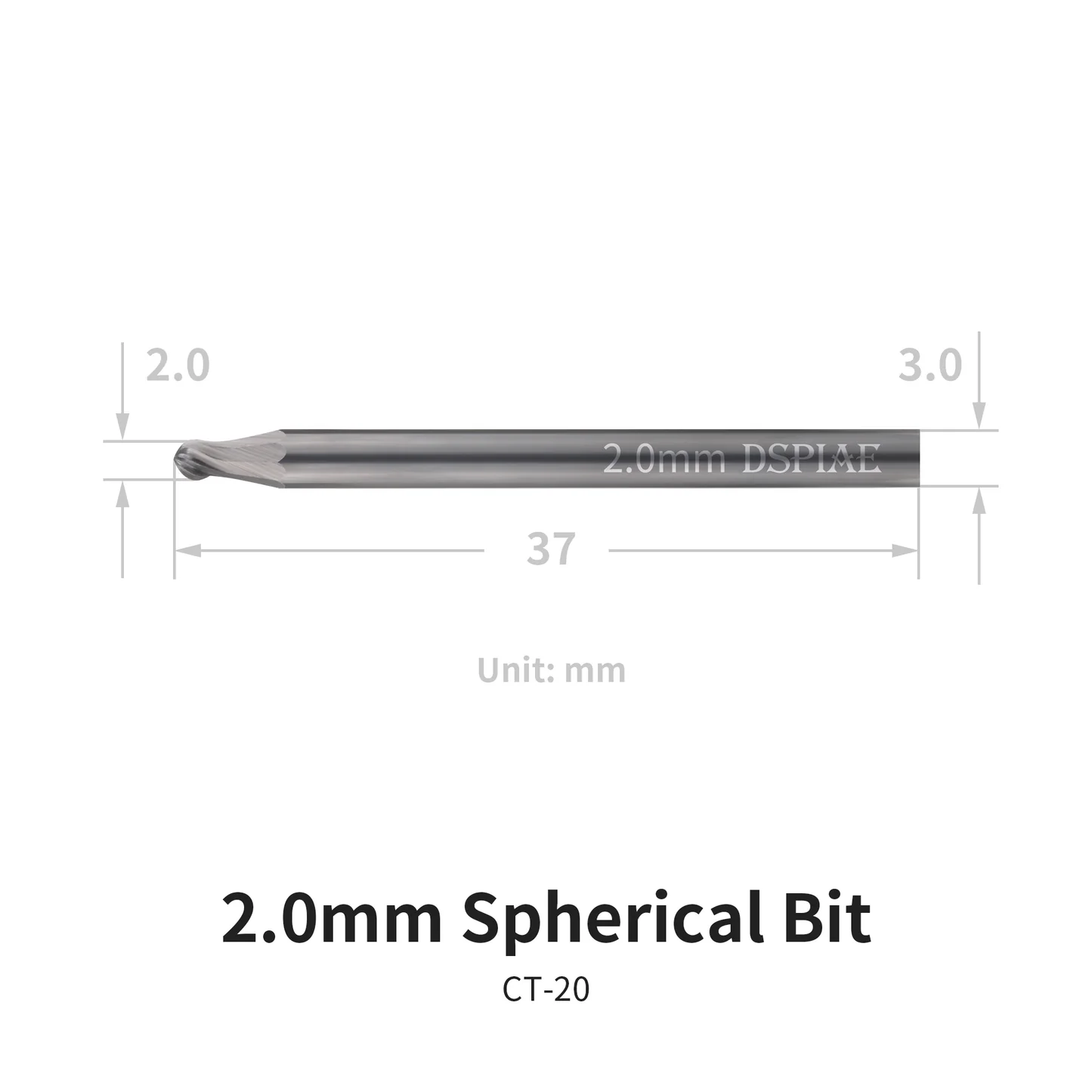CT-20 2mm Spherical Bit x 1 - Image 1