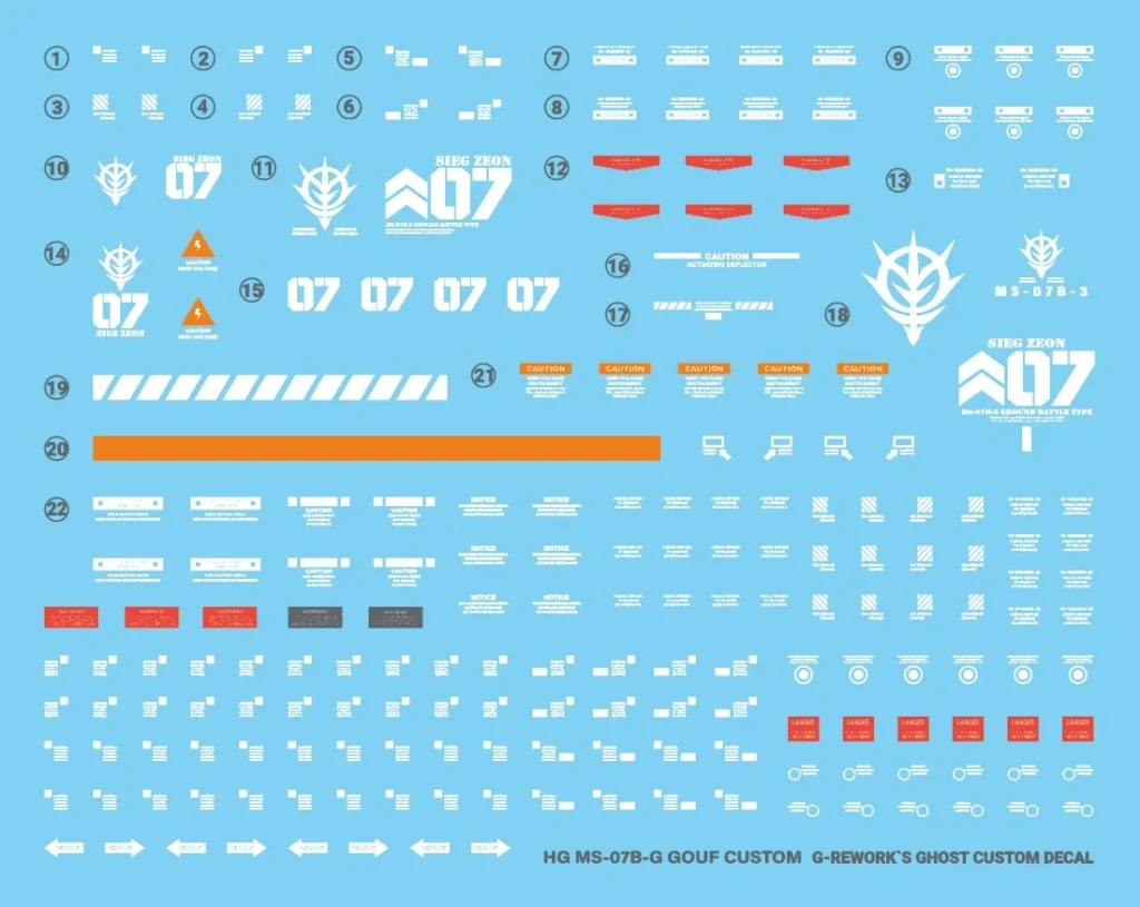 G-rework Decal HGUC #117 Gouf Custom