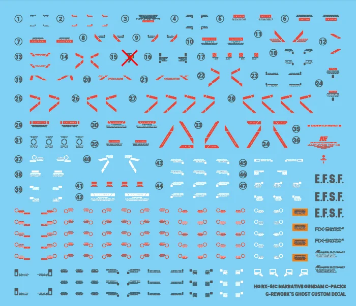 G-rework Decal HGUC #222 Narrative Gundam C-Packs