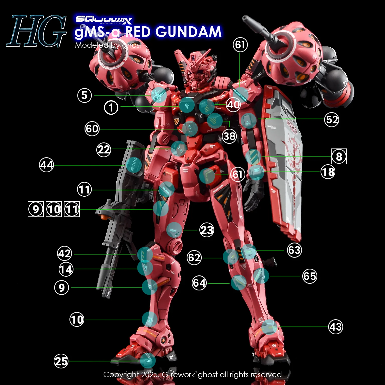 G-rework Decal HGGQ #04 Red Gundam - Image 3