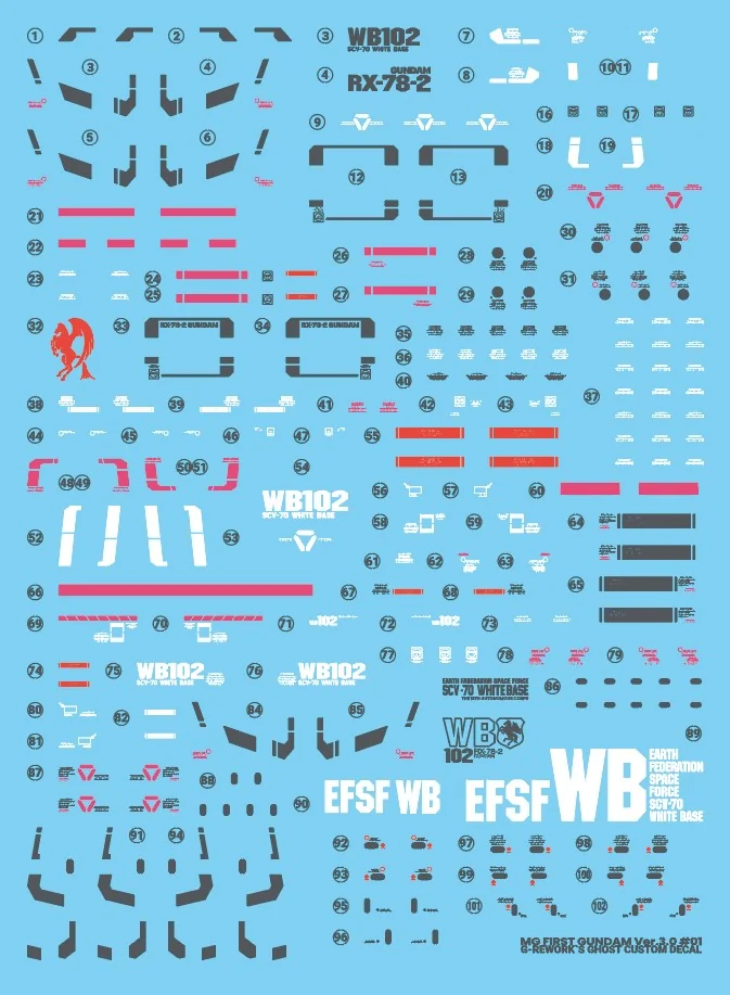 G-rework Decal MG #172 RX-78-2 Gundam Ver 3.0