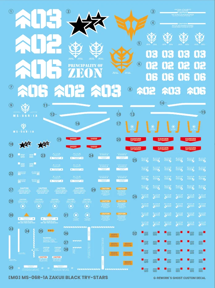 G-rework Decal MG #103 Black Tri-Stars Zaku Ver.2.0