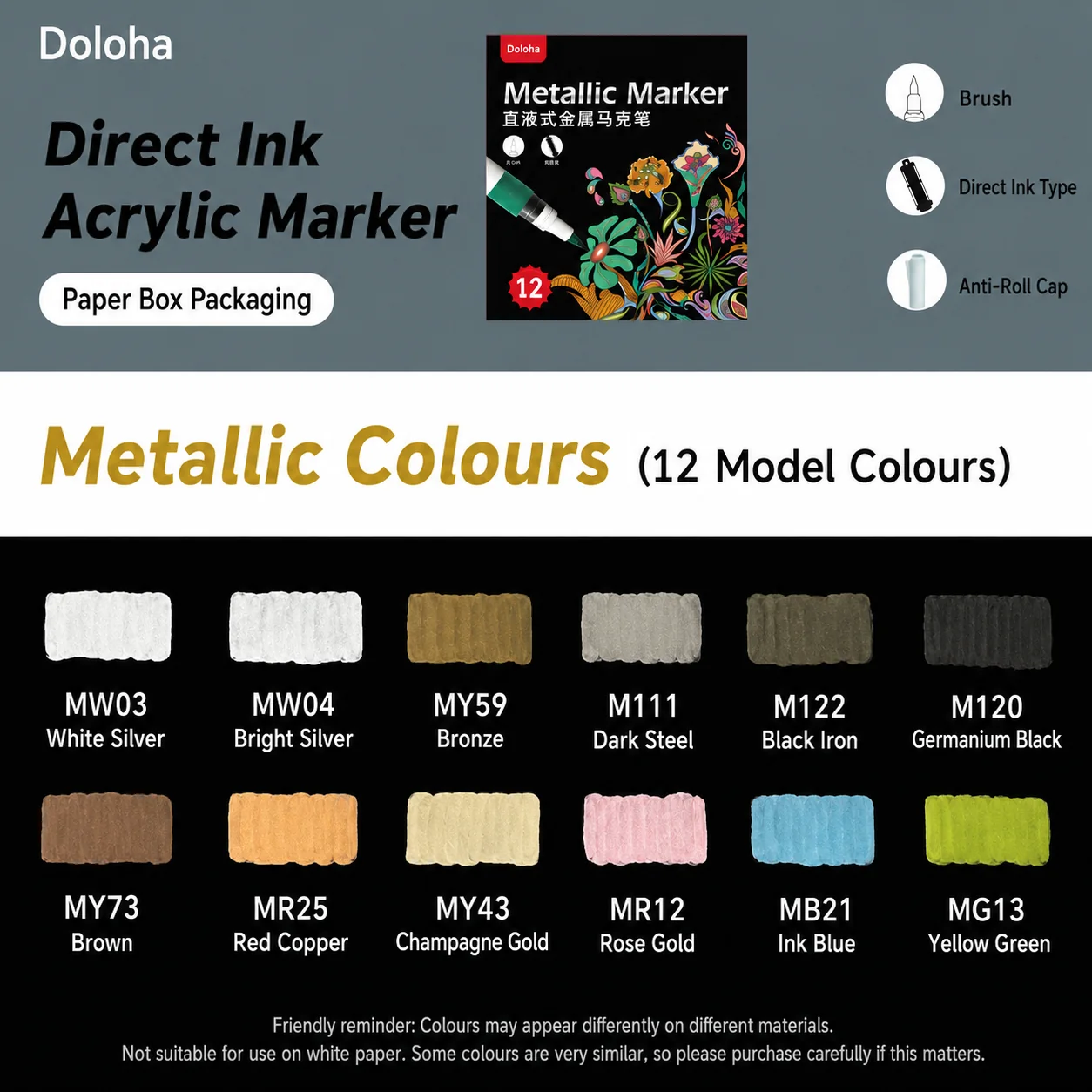 Direct Ink Soft Tip Metallic Marker Set - Image 3