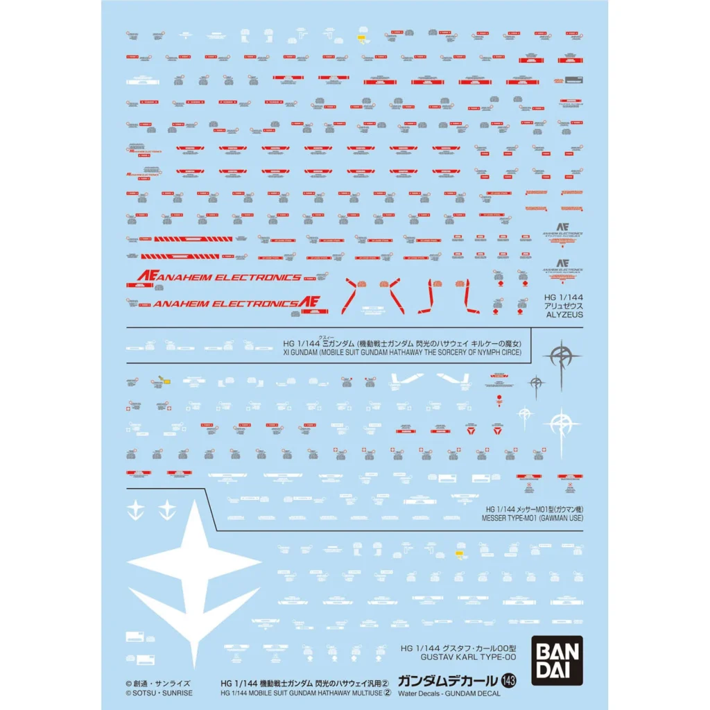Gundam Decal #143 HG Mobile Suit Gundam Hathaway Multiuse 2